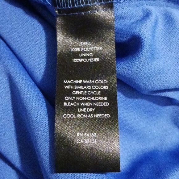 JH Blue Floral Pattern Sleeveless High Pleated Neck Dress Size 14 - Picture 8 of 10